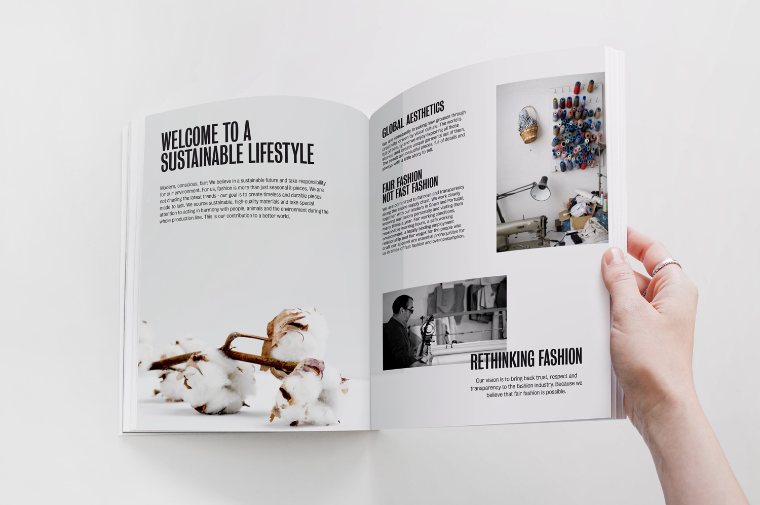 layout of Catalogue for a Sustainable Fashion Brand